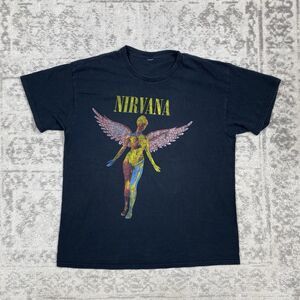 Nirvana In Utero T Shirt Graphic Men Black Short Sleeve Grunge Music Size Large